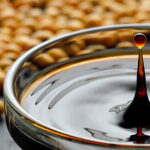 a drop of soy sauce in a glass bowl