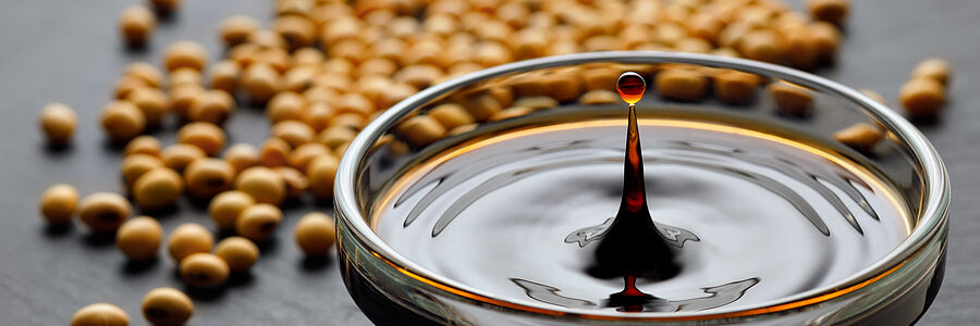 a drop of soy sauce in a glass bowl