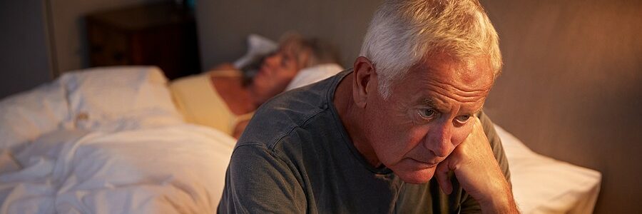 Senior man suffering with insomnia